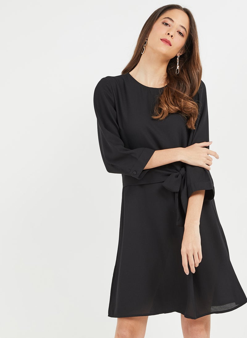 PIECES - Belted Midi Dress Black - Image 1