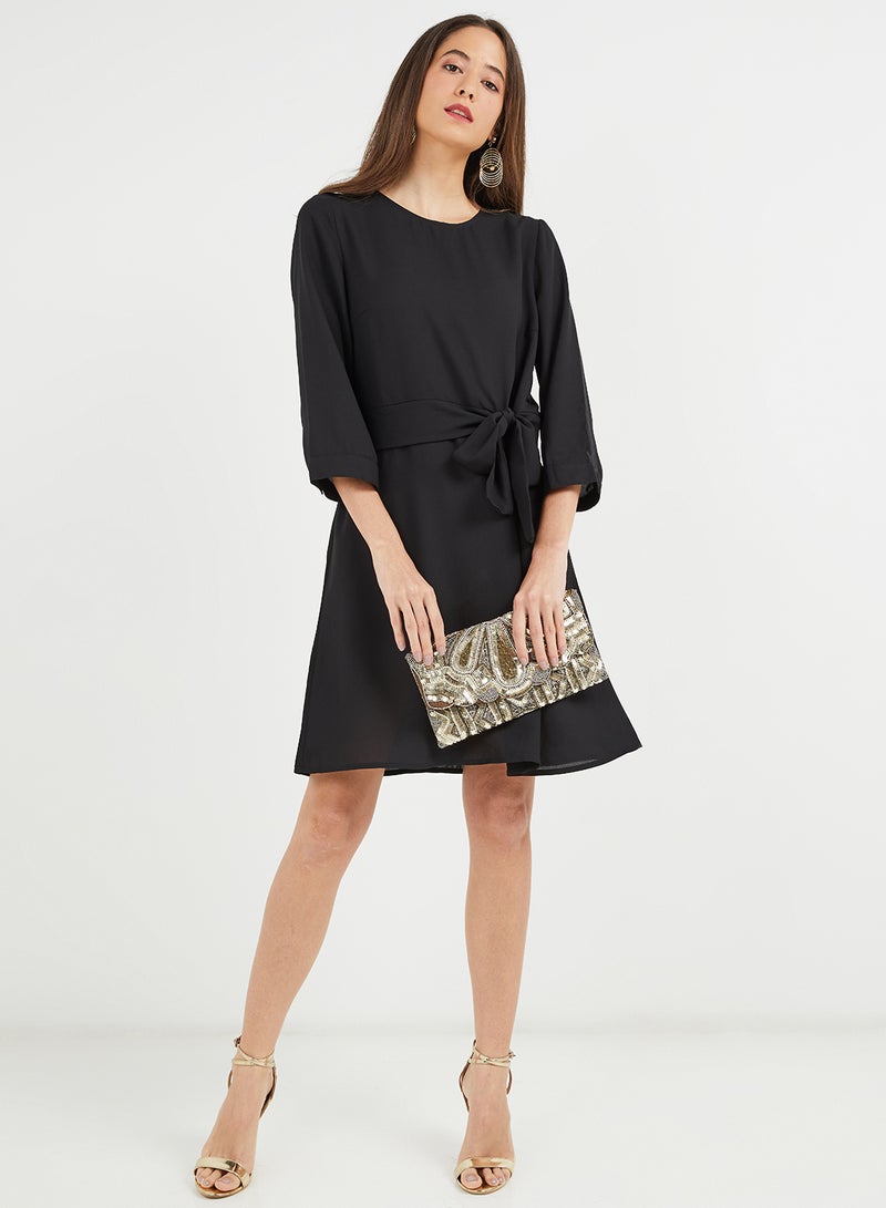 PIECES - Belted Midi Dress Black - Image 1