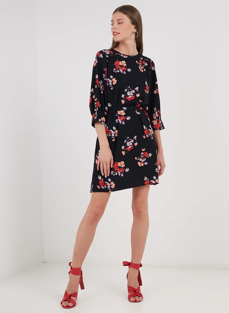 VERO MODA Floral Print Dress Black/Red