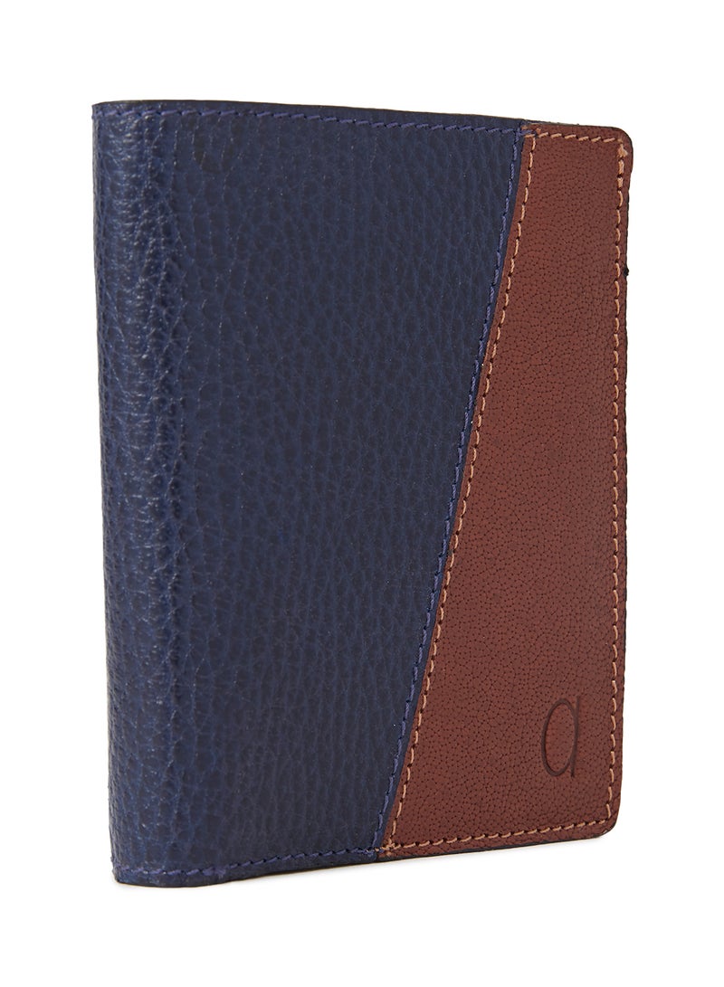 Alfa Leather Co. Bifold Wallet With Removable ID Holder Navy/Havan - Image 2