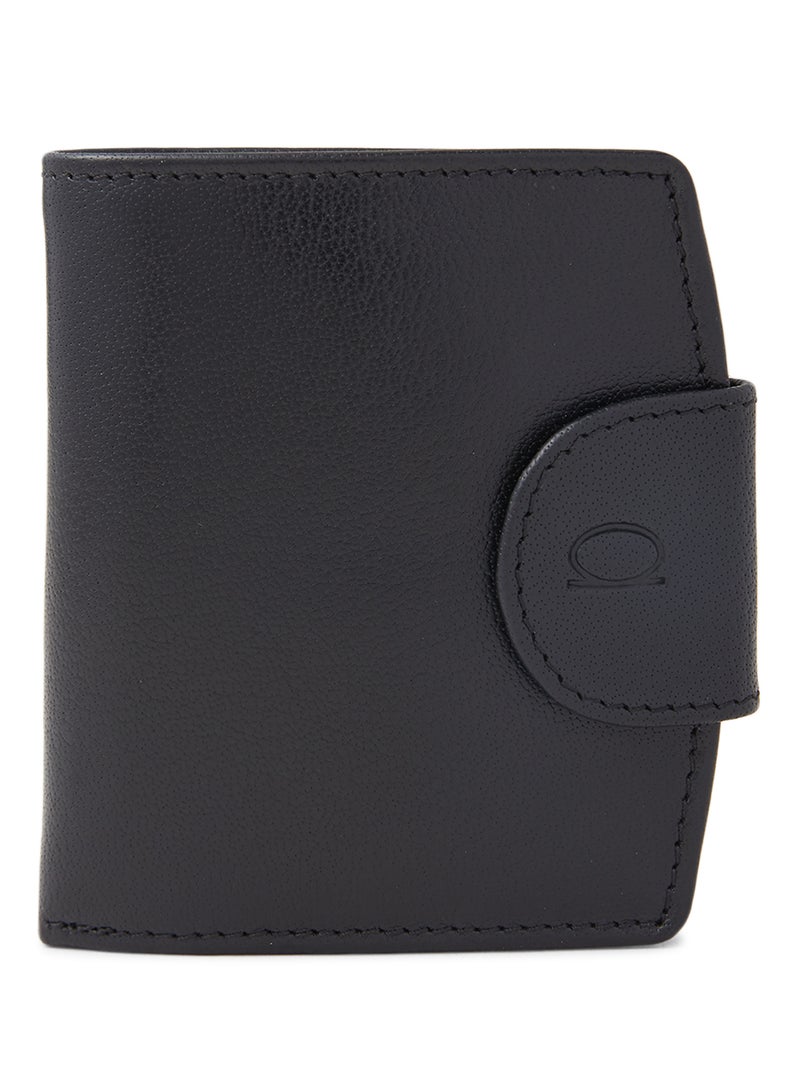 Alfa Leather Co. - Bifold Wallet With Coin Holder And Button Clasp Black - Image 1