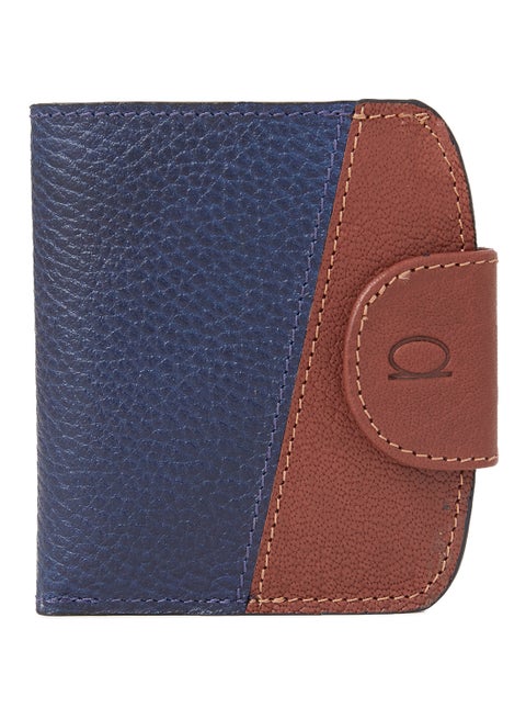 Bifold Wallet With Coin Holder And Button Clasp Navy/Havan
