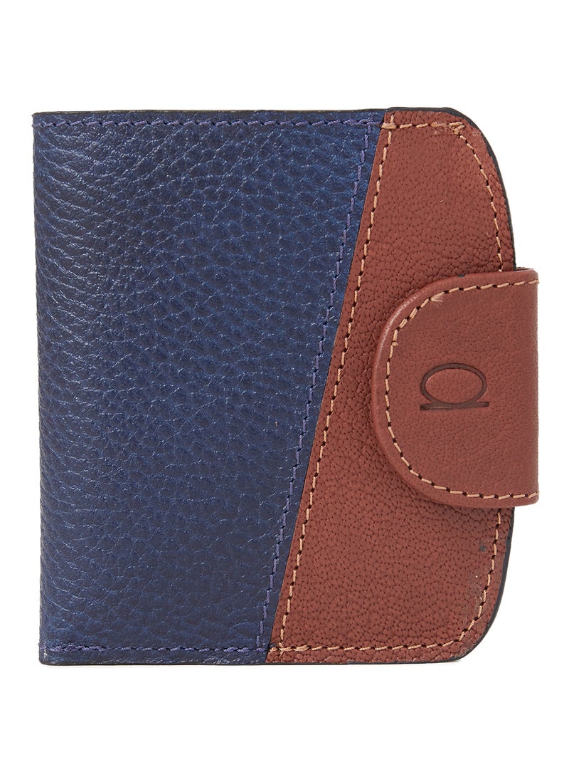 Bifold Wallet With Coin Holder And Button Clasp Navy/Havan