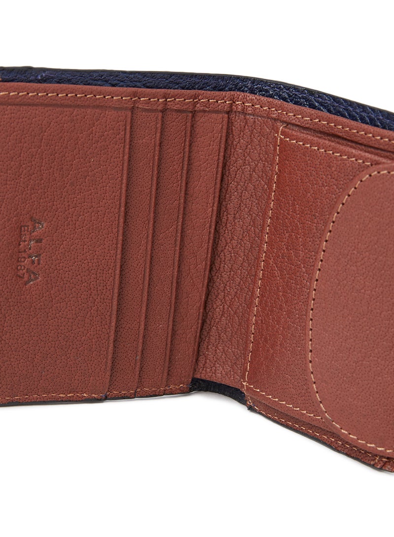 Bifold Wallet With Coin Holder And Button Clasp Navy/Havan