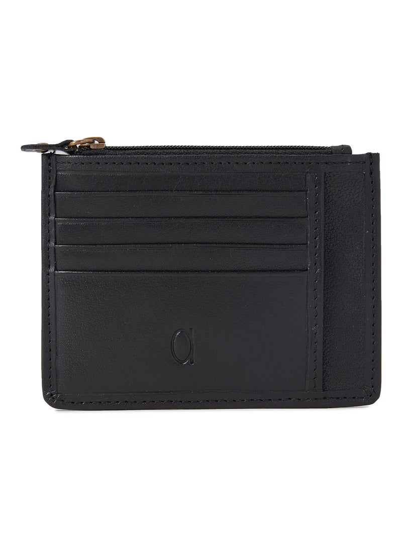 Alfa Leather Co. Card Holder With Zipper Compartment Black - Image 1