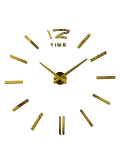 FRIEET DIY 3D Mirror Brief Wall Clock Sticker Gold 47inch  - Image 1