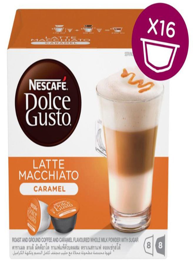 Nescafe Dolce Gusto Caramel Latte Macchiato Coffee Capsules 16grams Pack of 16  - Image 1