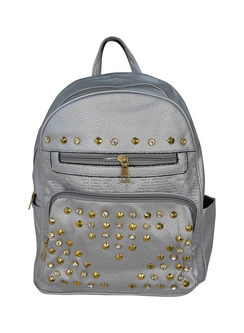 Split Leather Backpack Silver