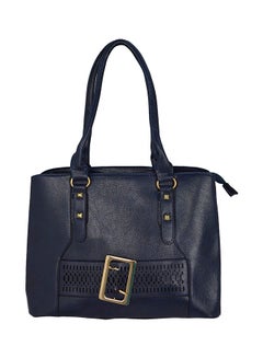 Split Leather Shoulder Bag Navy