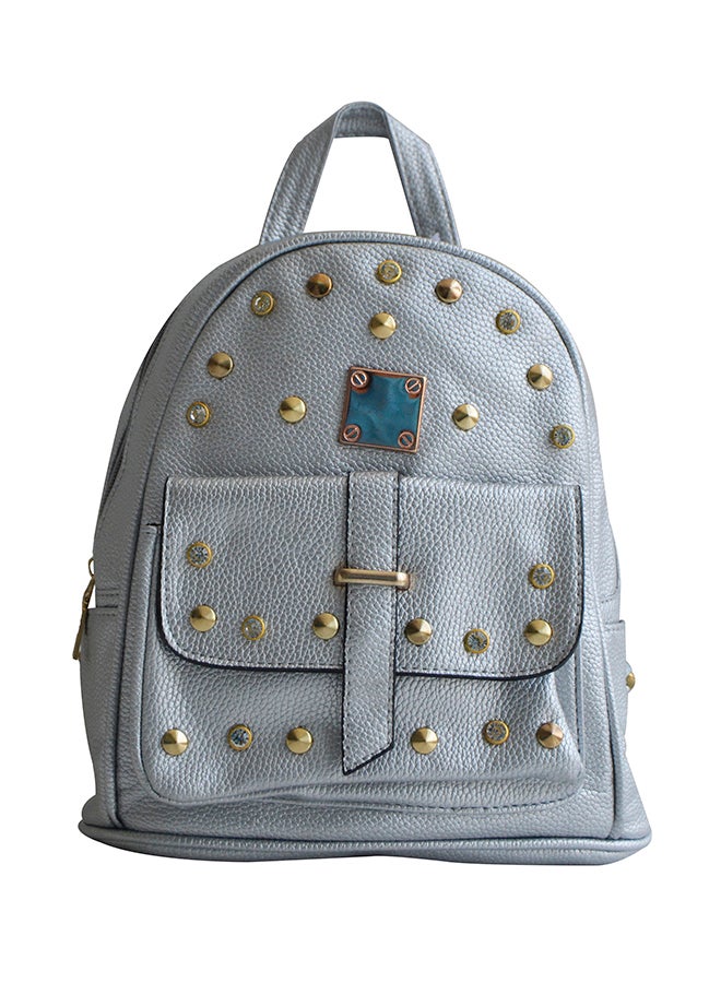 Generic - Split Leather Backpack Silver - Image 1