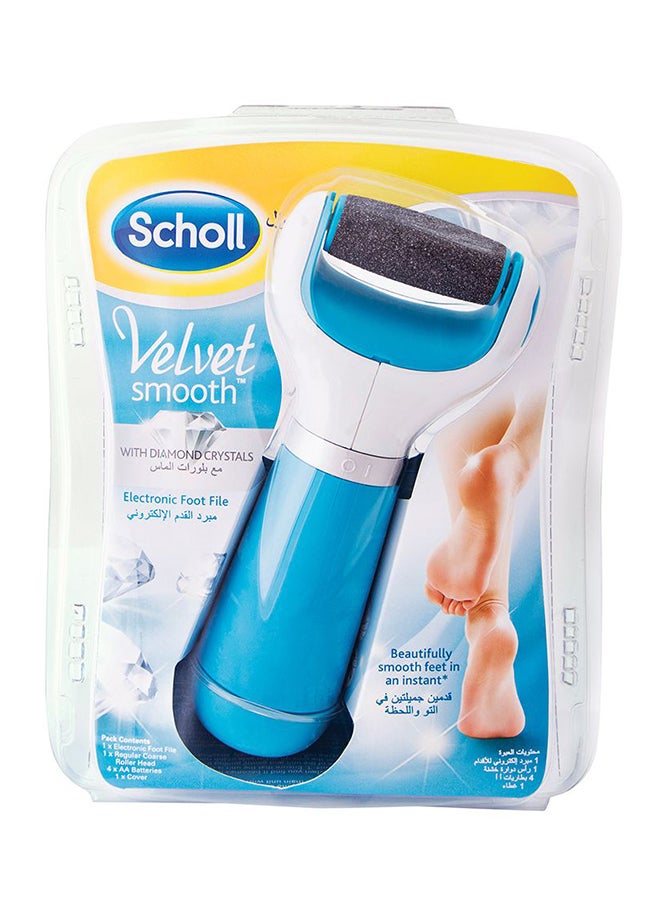 Scholl - Velvet Smooth Electric Pedi Foot File Blue/White - Image 1