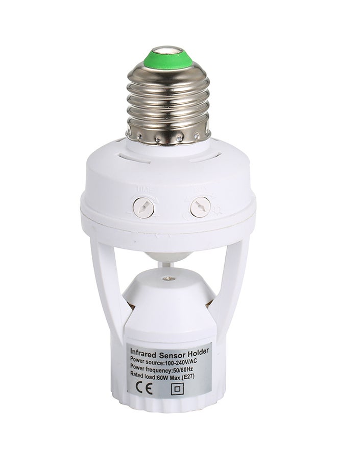 مقبس قاعدة مصباح LED مع جهاز استشعار حساس بالحركة بالأشعة تحت الحمراء السلبية طراز E27 أبيض 0.076كيلوجرام 