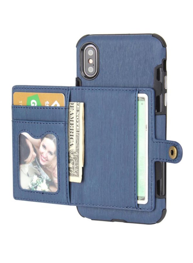 Protective Wallet Card Case Cover For  Apple iPhone Xs Max Blue  - Image 1