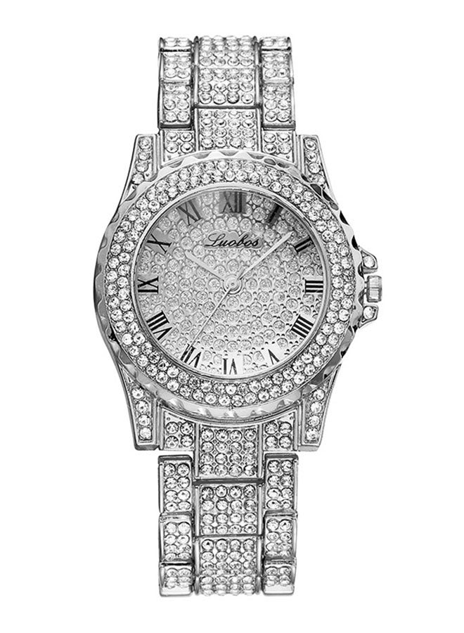 204677BLSV ساعة يد معدنية بعقارب للنساء