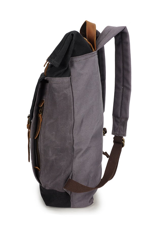Retro Canvas Backpack Grey/Black  - Image 3