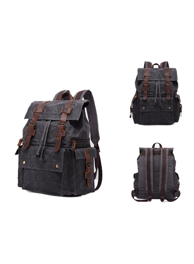 Retro Canvas Shoulder Backpack Army Green  - Image 3