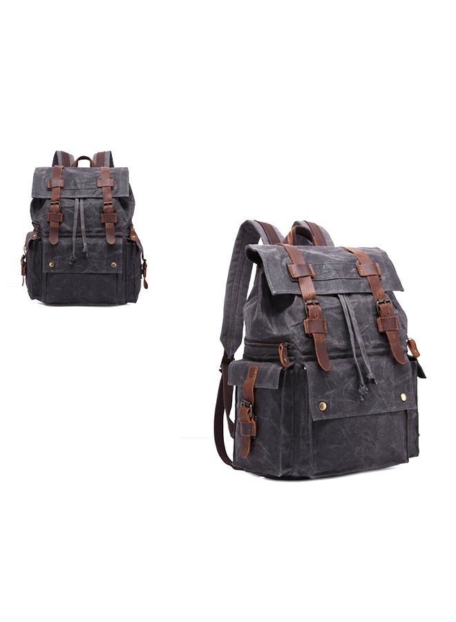 Retro Canvas Shoulder Backpack Army Green  - Image 2
