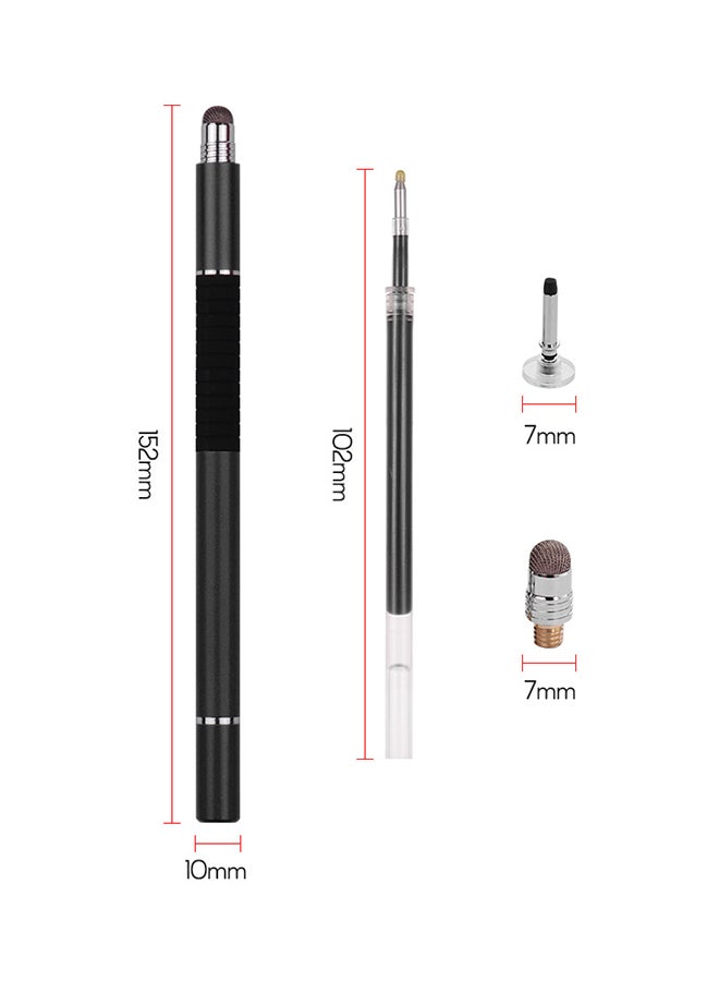 3 In 1 Touchscreen Precision Stylus Pen With Disc And Fiber Tip Black - Image 3