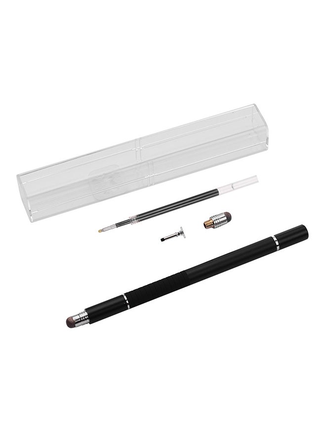 3 In 1 Touchscreen Precision Stylus Pen With Disc And Fiber Tip Black - Image 1