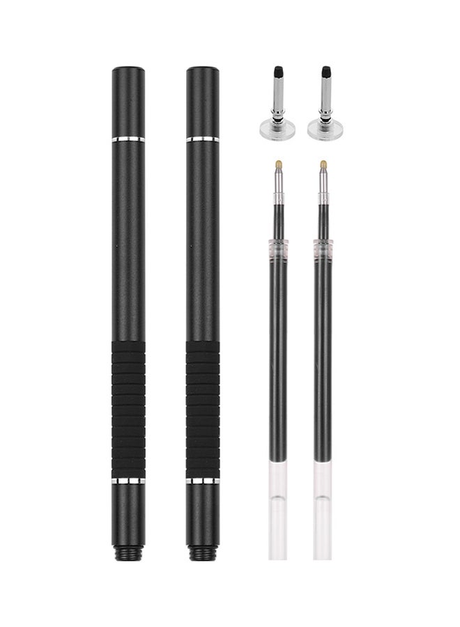 2-Piece Precision Stylus Pen With Refill And Disc Tip Touchscreen Black - Image 1