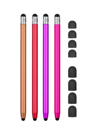 4-Piece Universal Touchscreen Stylus Pen For All Tablets With 8 Extra Replaceable Soft Rubber Tips Multicolour - v1562067292/N26990523A_1