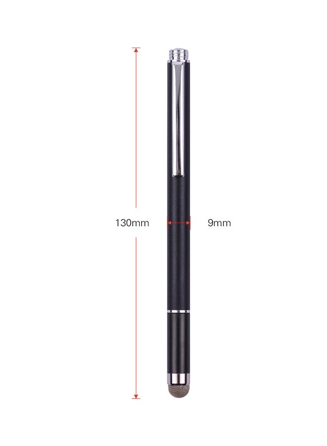 2 In 1 Touchscreen Stylus Pens With Fiber Tip And Disc Tip Black