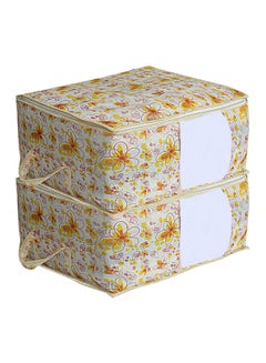 Kuber Industries 2-Piece Non-Woven Underbed Storage Bag Set Beige 