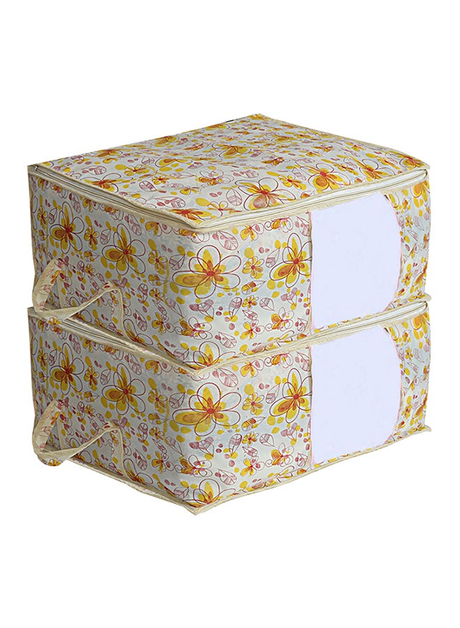 Kuber Industries 2-Piece Non-Woven Underbed Storage Bag Set Beige 
