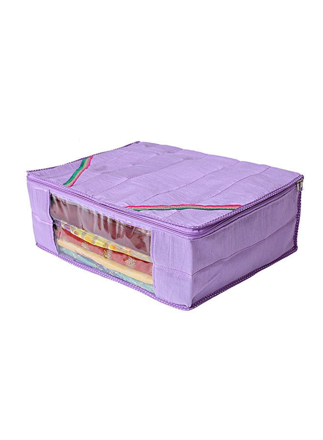 Kuber Industries Raw Silk Saree Cover Wardrobe Organizer Purple  - Image 1