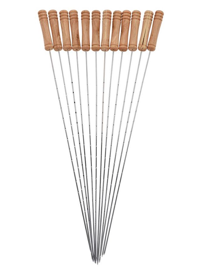 Koopman 12-Piece BBQ Skewer Set Silver 38cm  - Image 1
