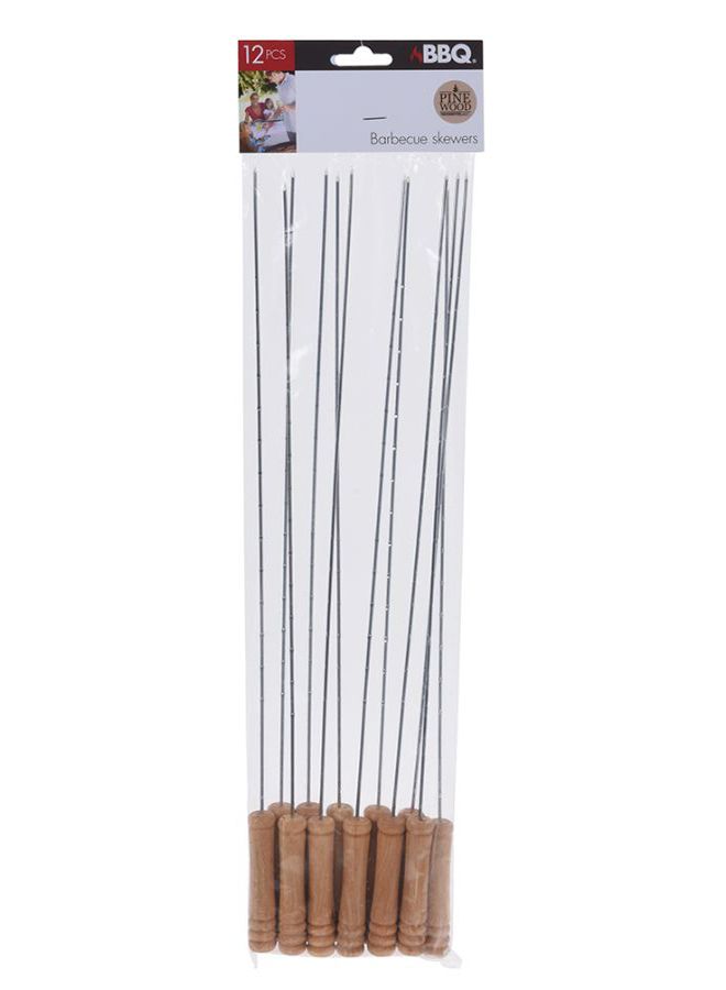 Koopman 12-Piece BBQ Skewer Set Silver 38cm  - Image 2