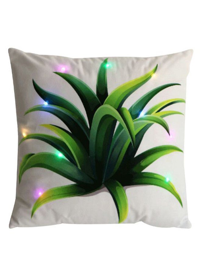 Light Up LED Throw Pillow Case White/Green 45 x 45inch - Image 1