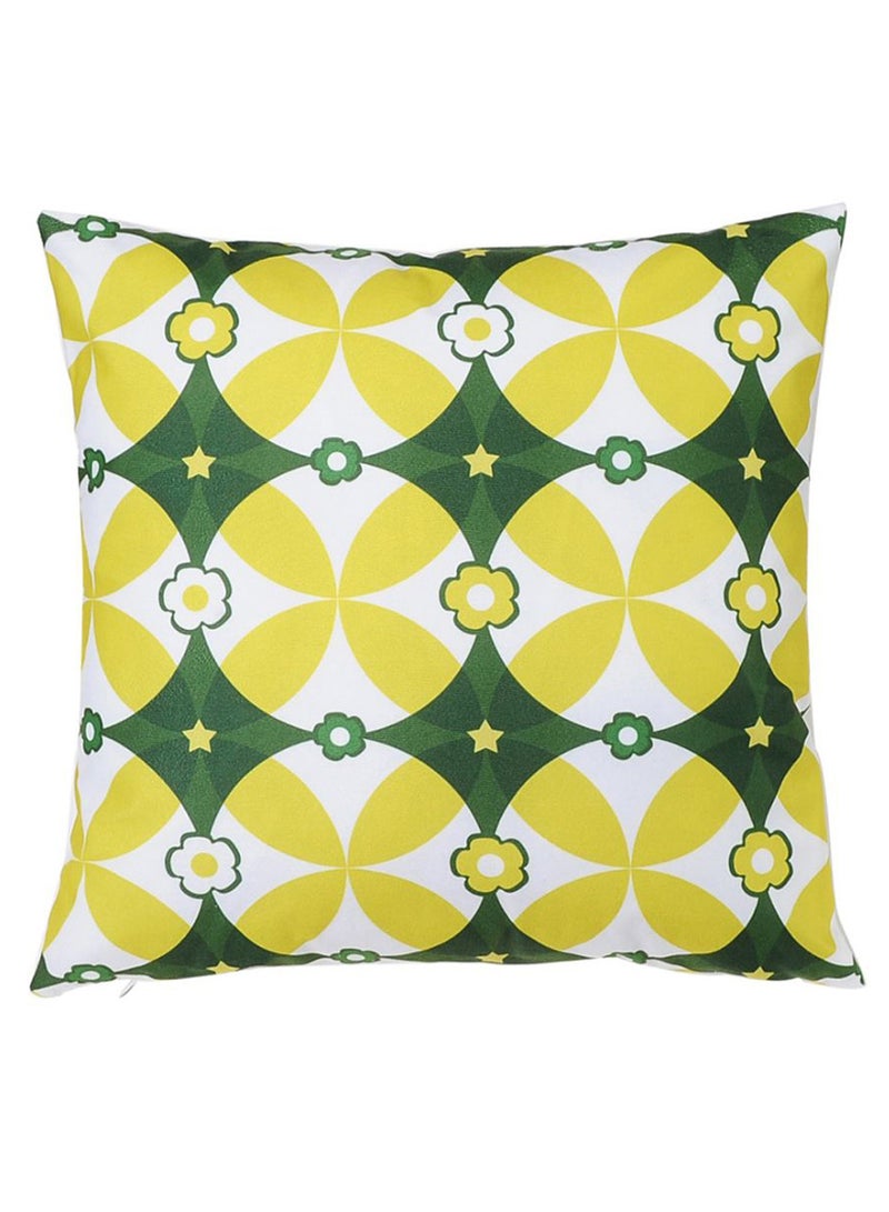 Decorative Square Shape Throw Pillow Case Yellow/Green/White - Image 1