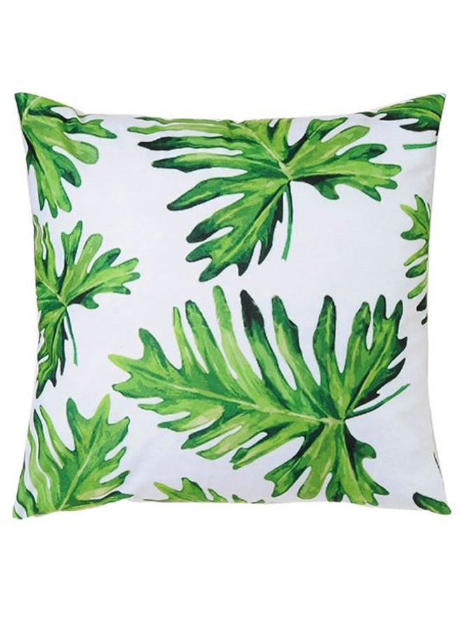 Decorative Square Shape Throw Pillow Case White/Green - Image 1
