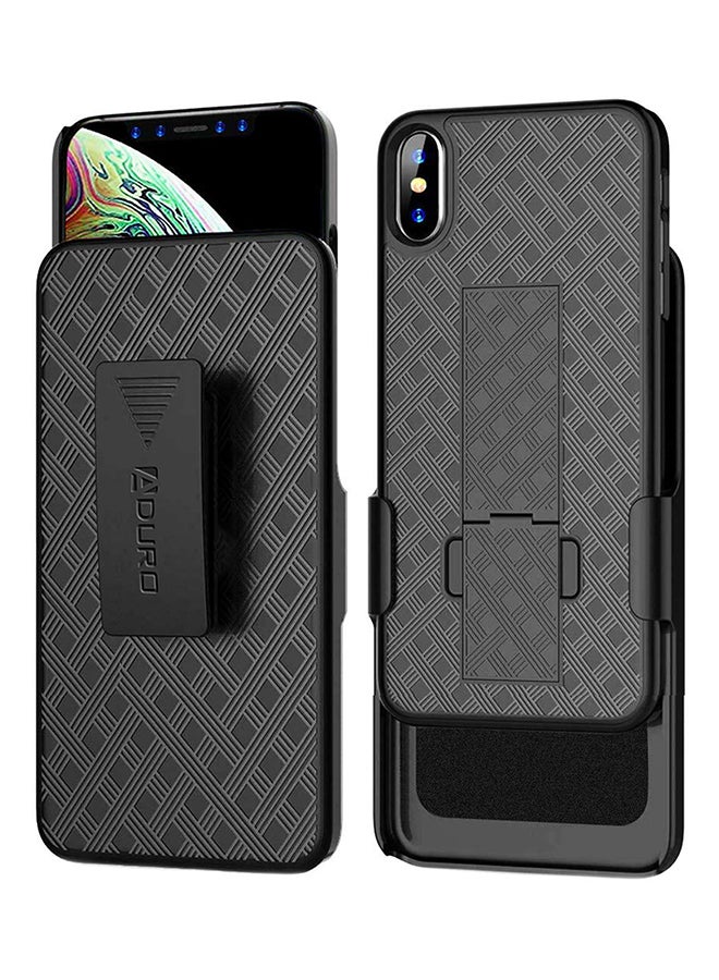 Aduro - Swivel Combo Shell Case With Kickstand For Apple Iphone Xs/Max Black - Image 1
