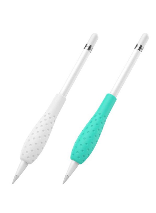 Generic - 2-Piece Sleeve Grip Holder For Apple Pencil Mint Green/White - Image 1