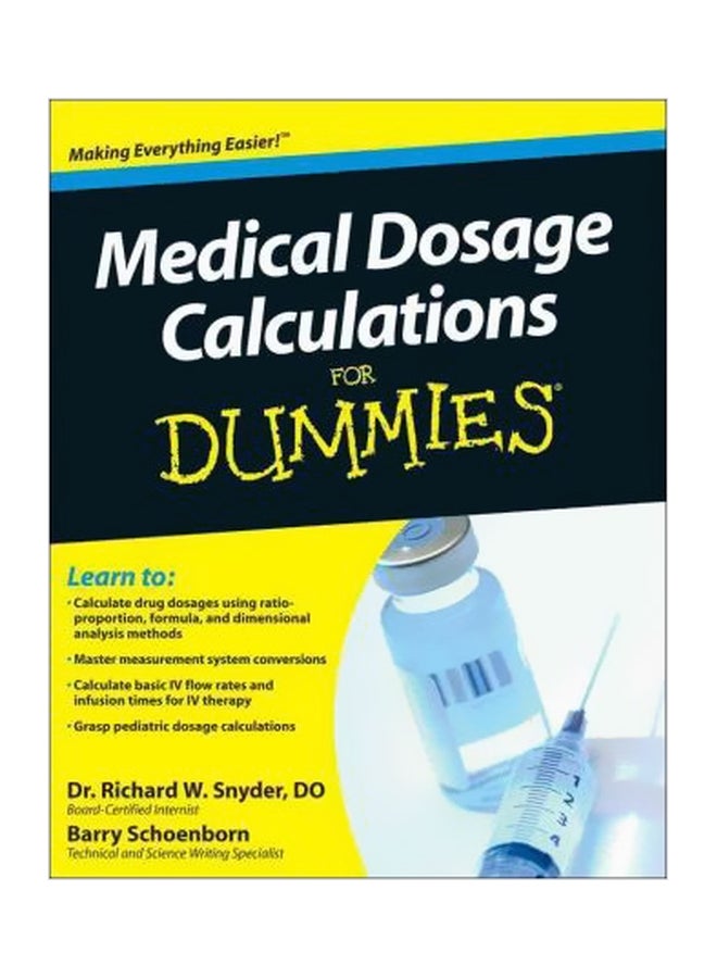 Medical Dosage Calculations For Dummies Paperback English by Richard Snyder - 3 May 2011
