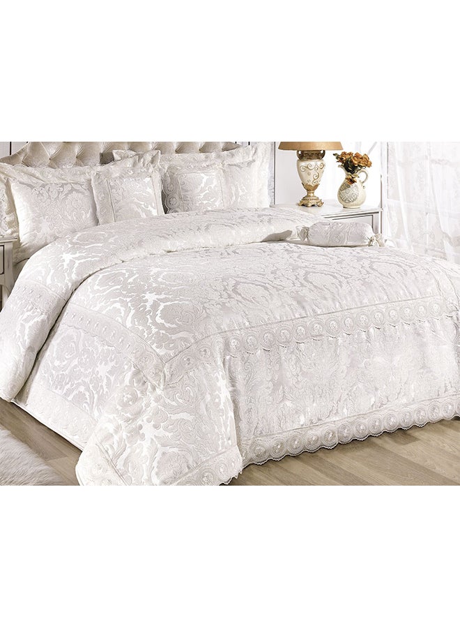 طقم لحاف ميس من نسيج الجاكار الفاخر للاستخدام المنزلي ومناسب للعرائس من 13 قطعة cotton أبيض 280x240سم - v1562148171/N26574754A_2