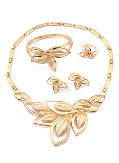 Leaf Imitation Diamond Jewelry Set