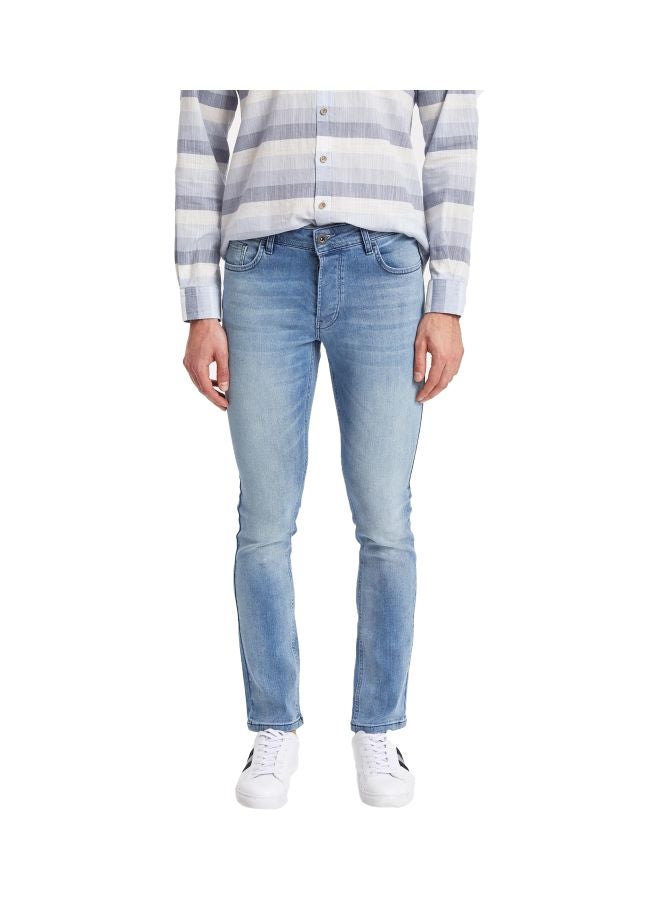 ديفاكتو بنطال جينز بقصة ضيقة أزرق