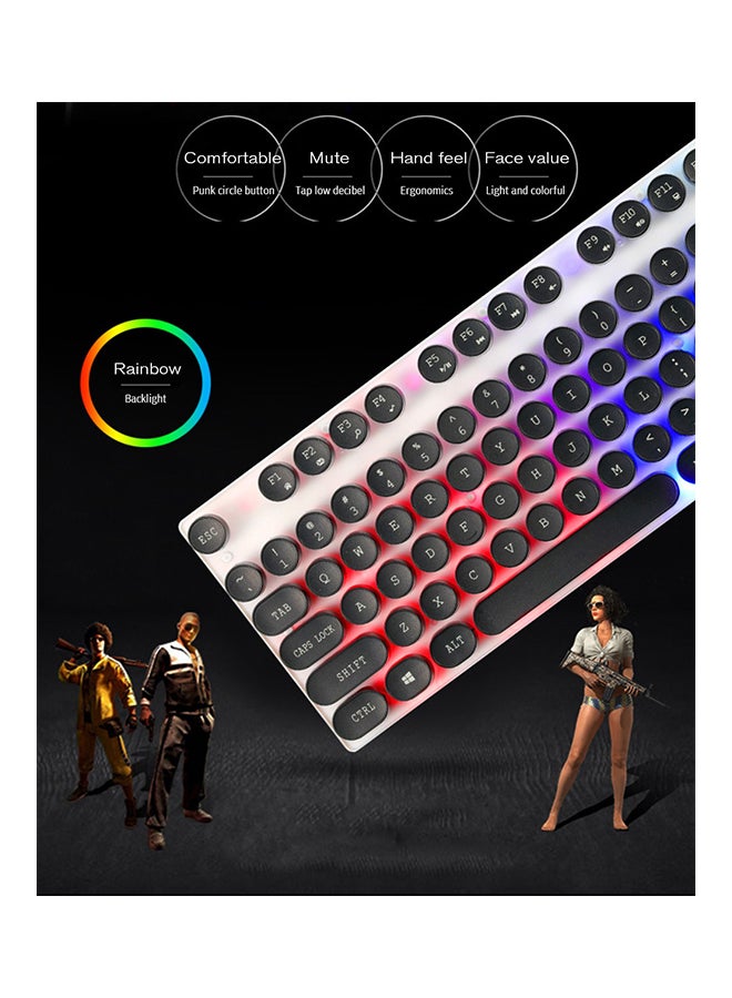 ماركة غير محددة 104 Key USB Backlight Punk Round Keycap Mechanical Wired Keyboard  - Image 3