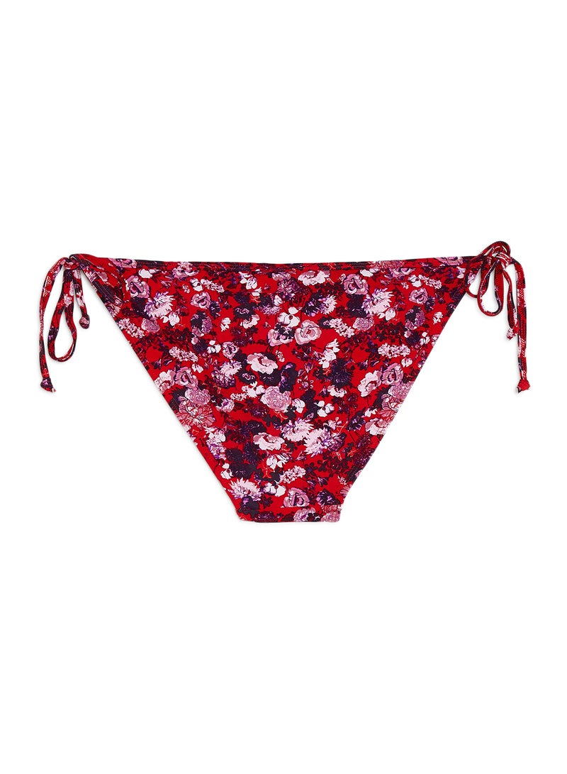 VERO MODA - Tie Side Printed Bikini Bottom Chinese Red - Image 1