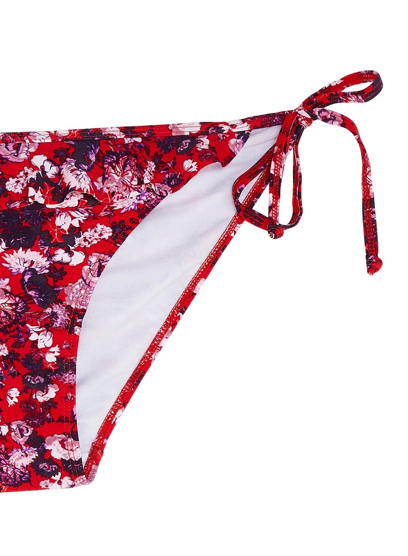 VERO MODA - Tie Side Printed Bikini Bottom Chinese Red - Image 1