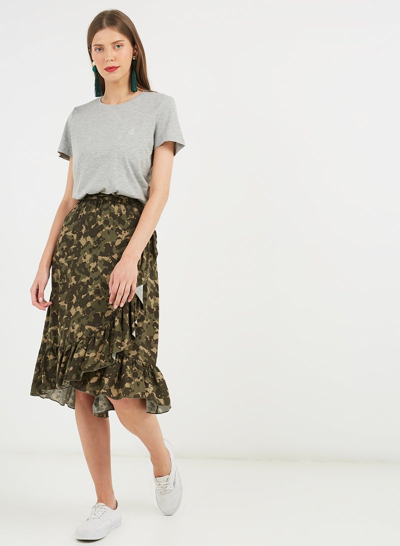 VERO MODA - Camouflage Pattern Skirt Green - Image 1