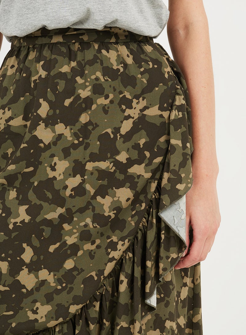 VERO MODA - Camouflage Pattern Skirt Green - Image 1
