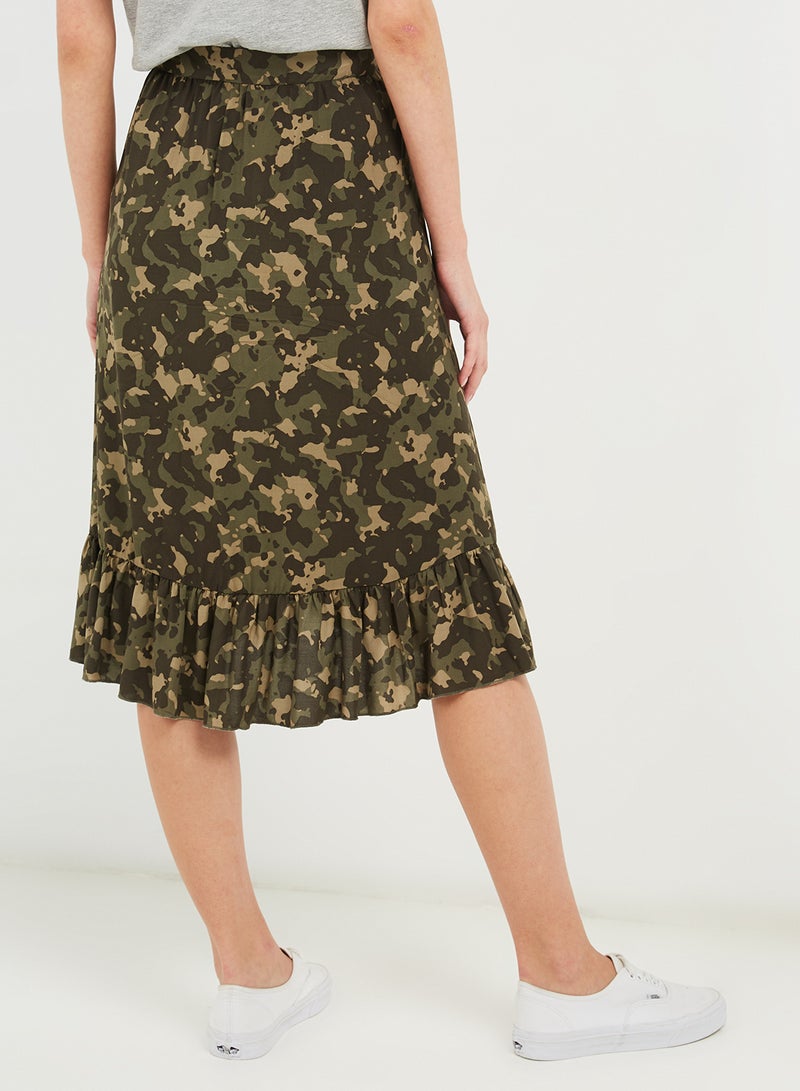 VERO MODA - Camouflage Pattern Skirt Green - Image 1