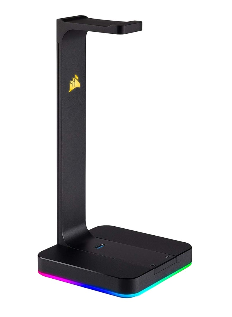 كورسير حامل سماعة رأس ممتاز ST100 بإضاءة متعددة الألوان RGB وصوت محيطي 7.1 - لون أسود - Image 1