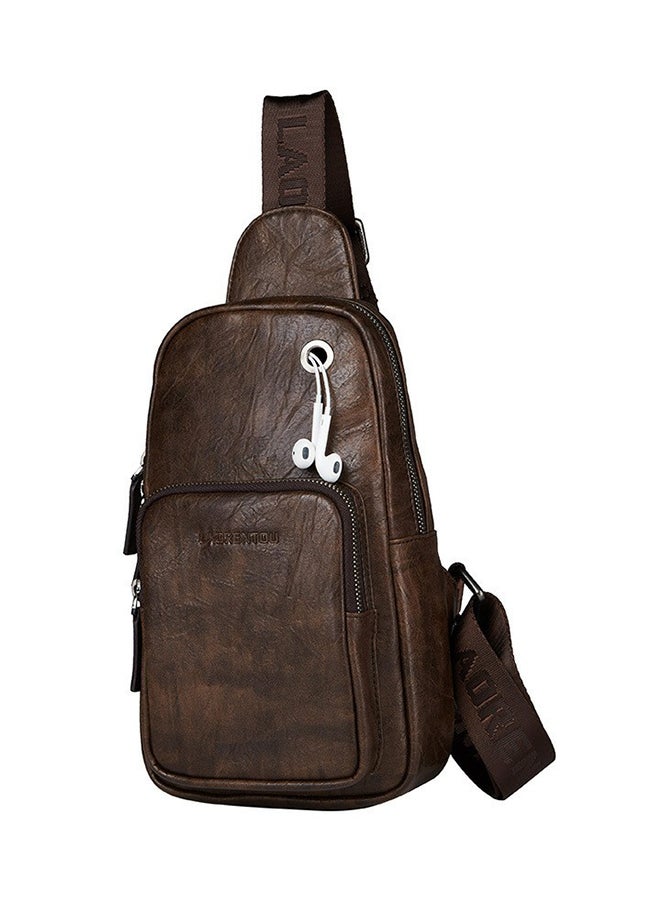 لورينتو حقيبة ظهر كاجوال جلدية بذراع واحدة للرياضة في الأماكن الخارجية بني - Image 1