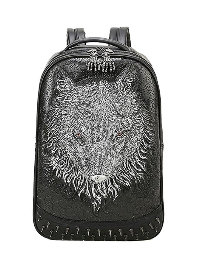 3D Wolf Head Shape Laptop Backpack Gold/Black - Image 1