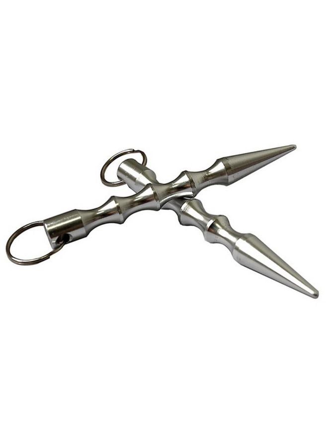 Self Defense Pendant Stick Keychain Silver 